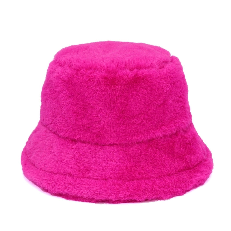 Autumn And Winter Hat Women's New Rabbit Velvet Fisherman Hat Solid Color Candy Color Warm Thick Plush Basin Hat Japanese Fashion