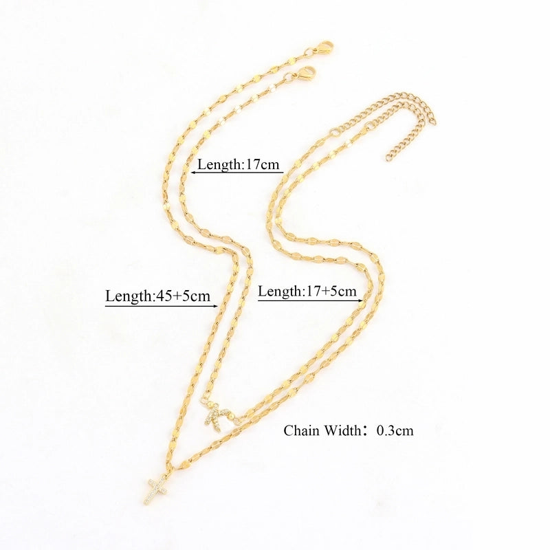 Elegant Minimalist Classic Style Cross Letter 201 Stainless Steel 304 Stainless Steel Copper Pendant Necklace