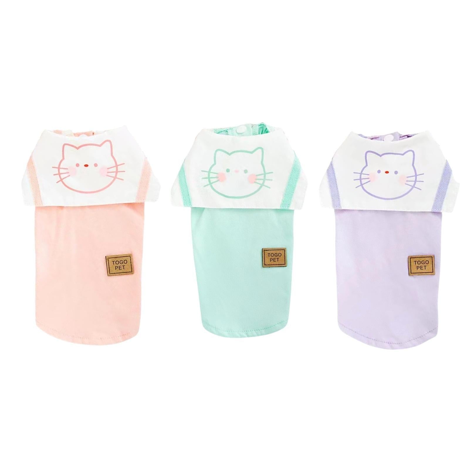 Summer Pet Vest with Naval Collar & Kitty Print