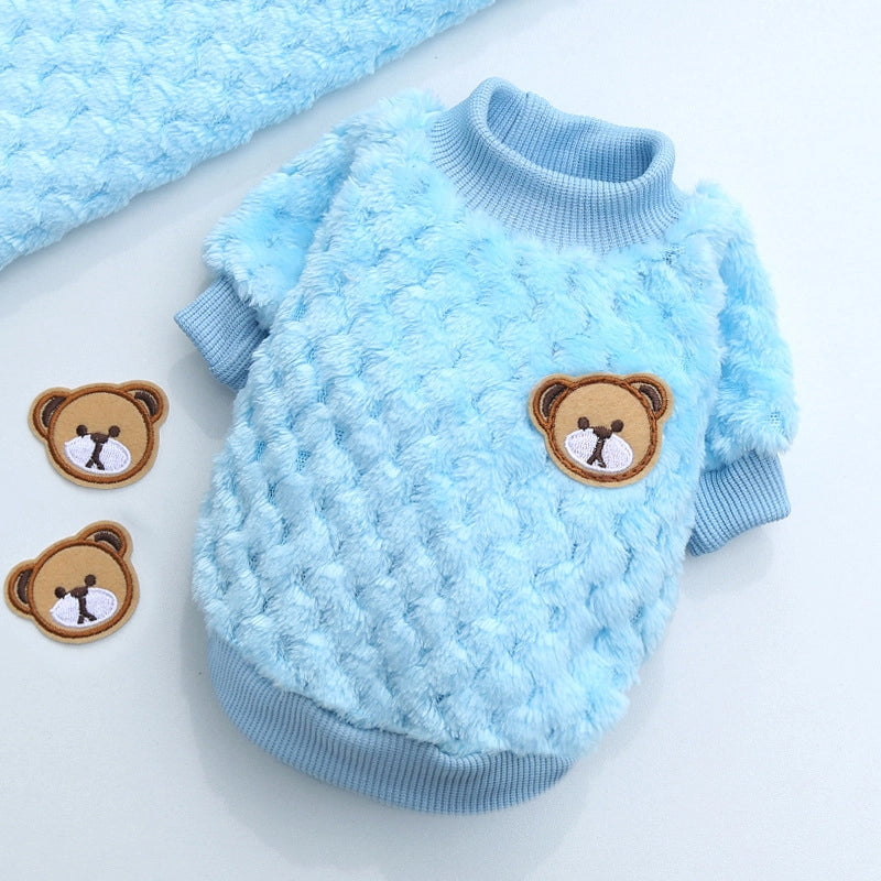 Large And Small Dog Clothes Cat Pet Clothes Autumn And Winter New Pet Supplies Velvet Clothes French Bucket Two-legged Clothes Plaid