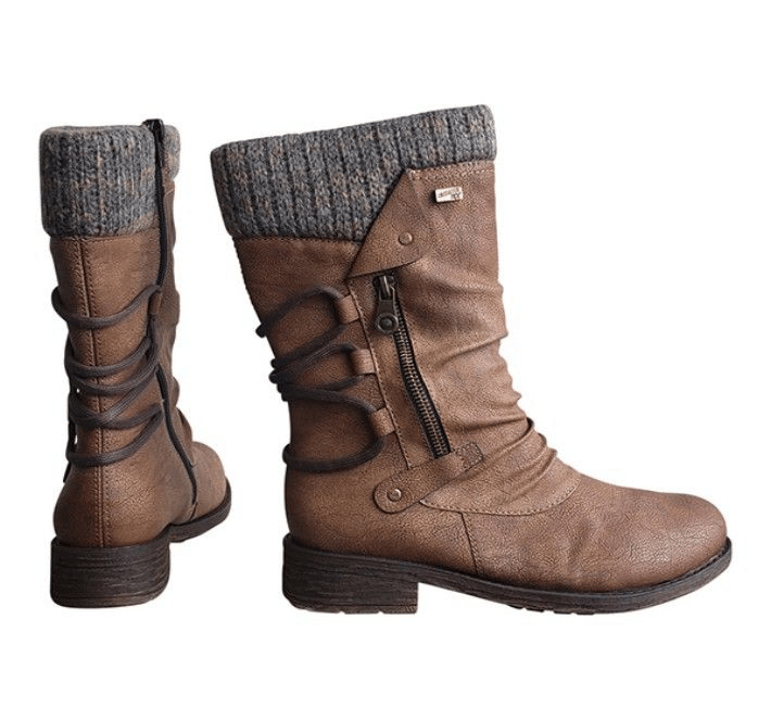 Vintage Premium Waterproof Knitted Zip Boots