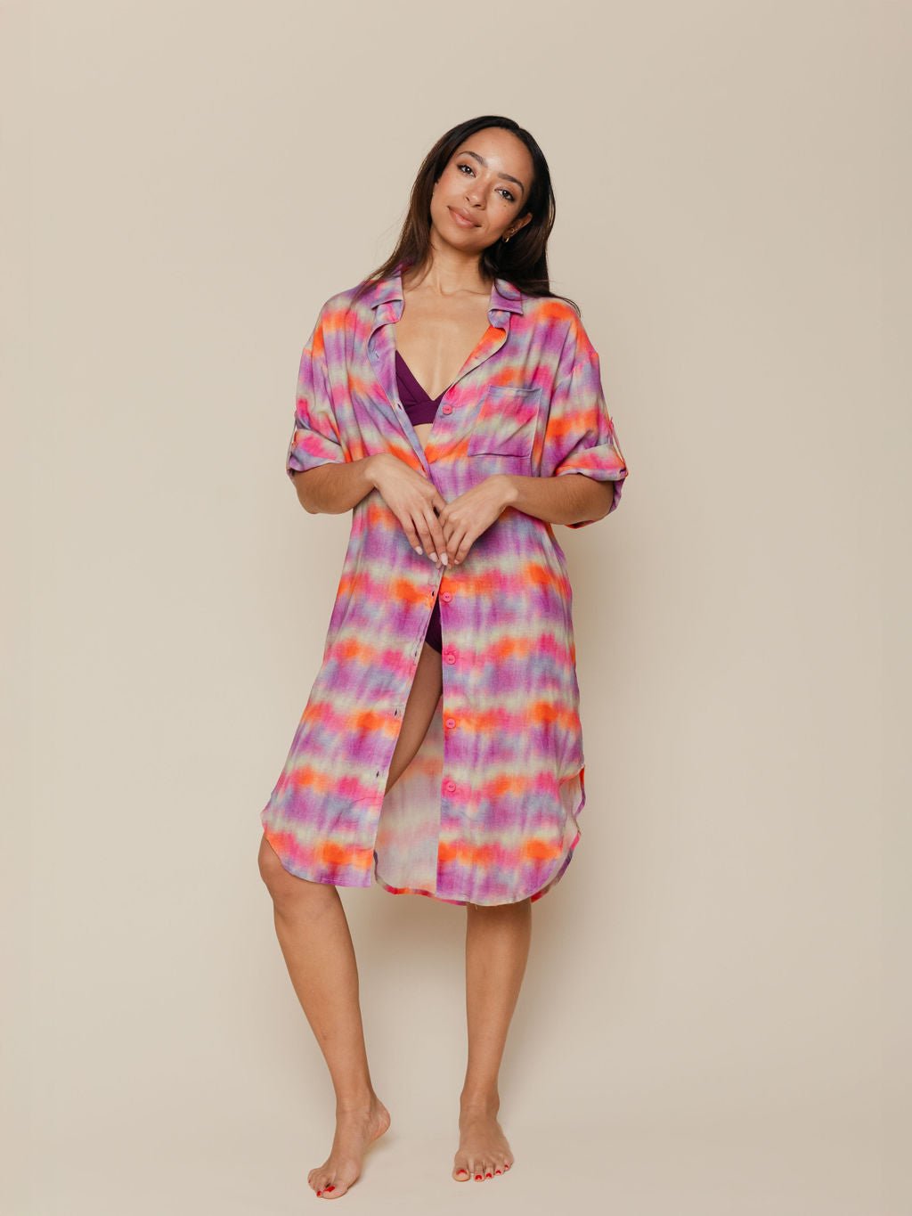 Linen Blend Cover Up Dress in Agoura