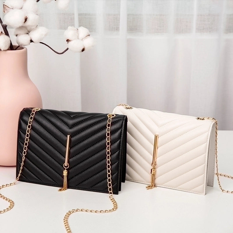 Fashion Women's Crossbody Small Square V Pattern Plaid Pillow Bag