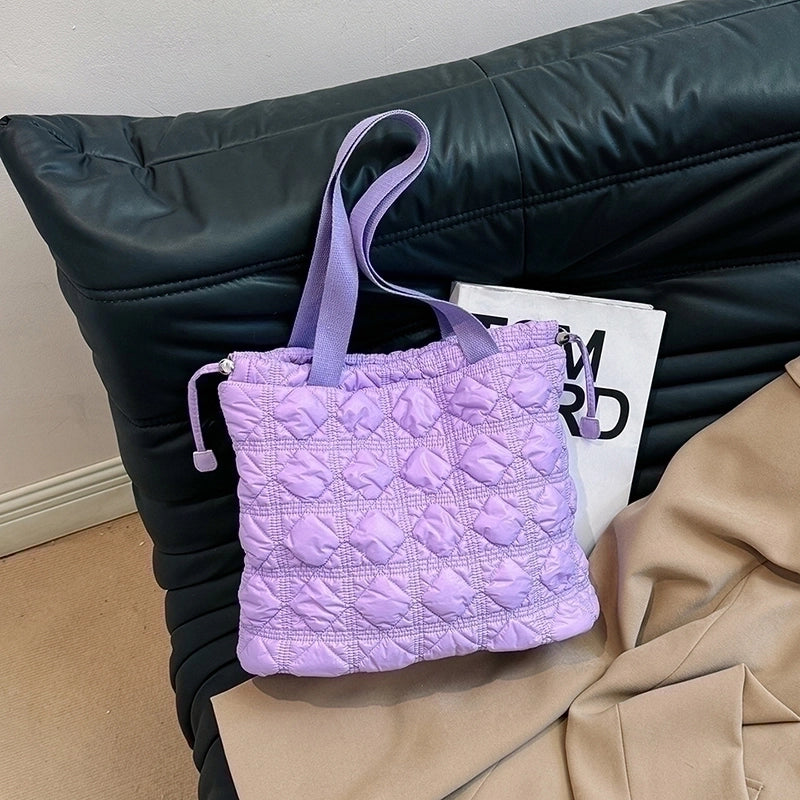 Women's Cotton Solid Color Classic Style String Shoulder Bag