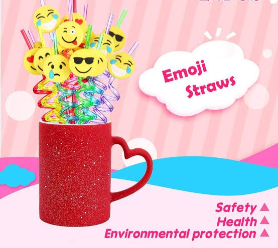 4X PIECES REUSABLE SMILEYS STRAW SET