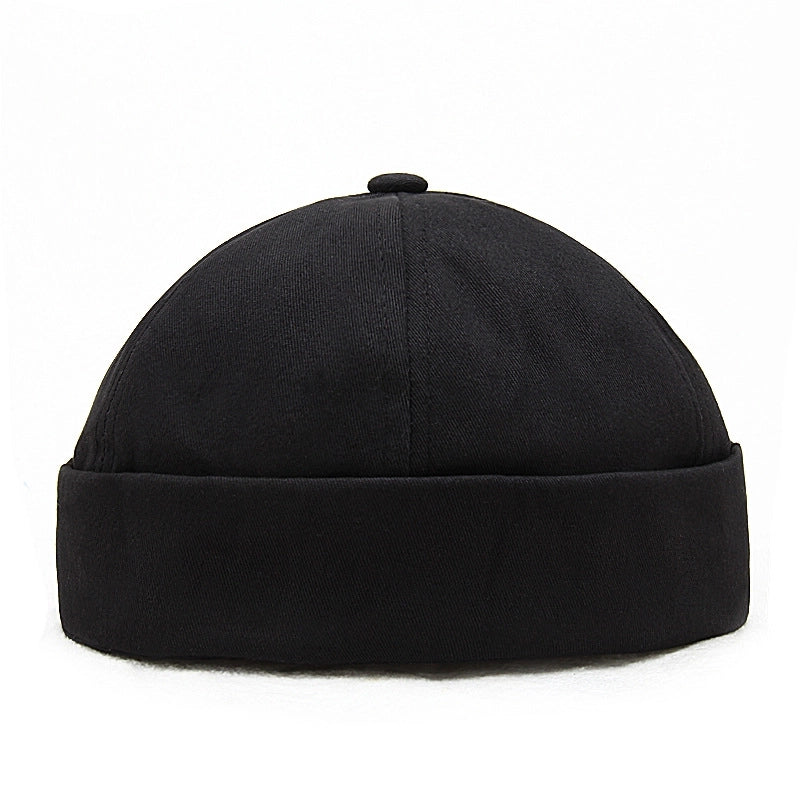 Spring And Summer Sailor's Hat Beanless Flanged Monster Hat Men's Melon Skin Hat Solid Color Pure Cotton Yuppie Hat For Men And Women