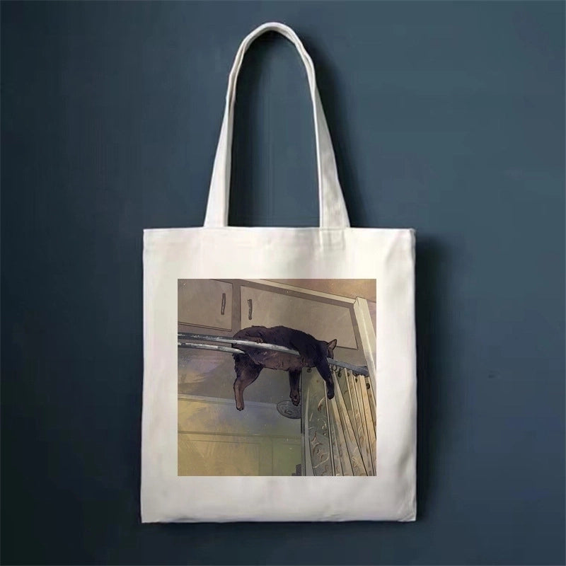Women's Minimalist Cat Shopping Bags