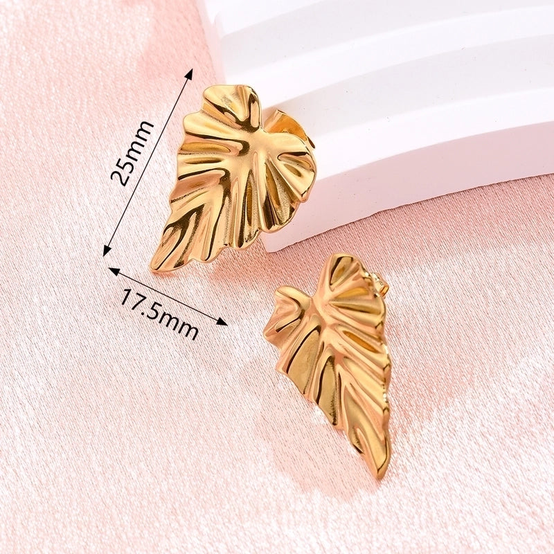 1 Pair/Package Modern Style Minimalist Pentagram Heart Shape Simple Handmade Three-dimensional Pleated 304 Stainless Steel Ear Studs