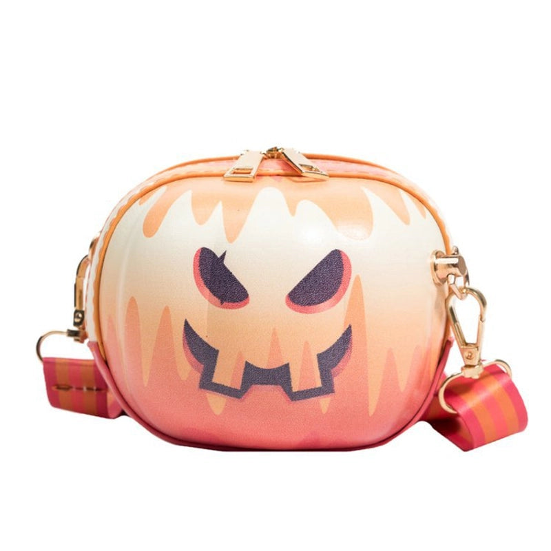 Halloween Women's Medium Pu Leather Pumpkin Streetwear Zipper Shoulder Bag Circle Bag Crossbody Bag