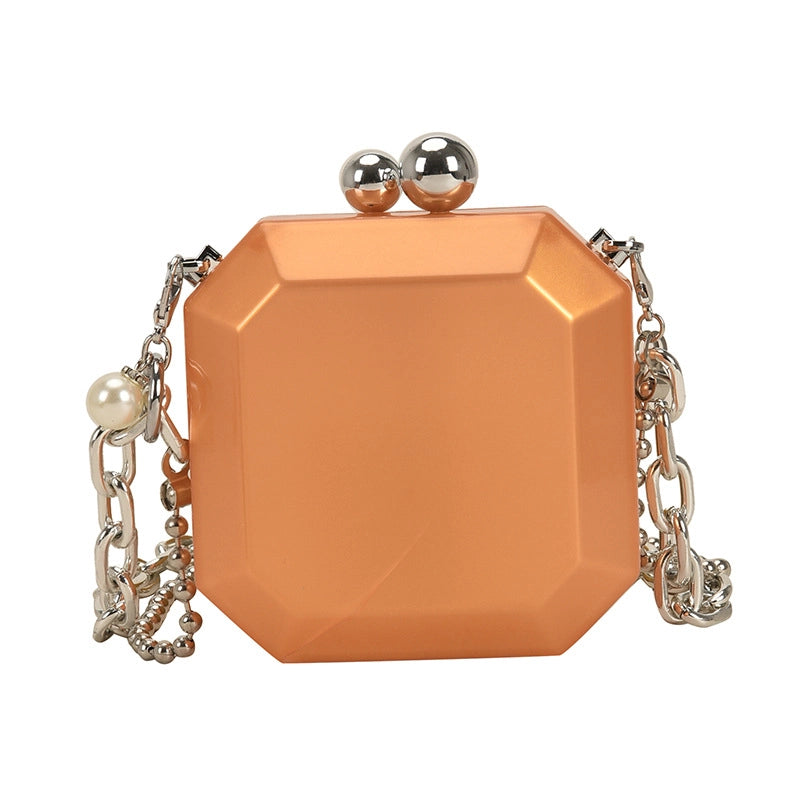 Women's Arylic Solid Color Streetwear Square Lock Clasp Shoulder Bag Crossbody Bag Chain Bag