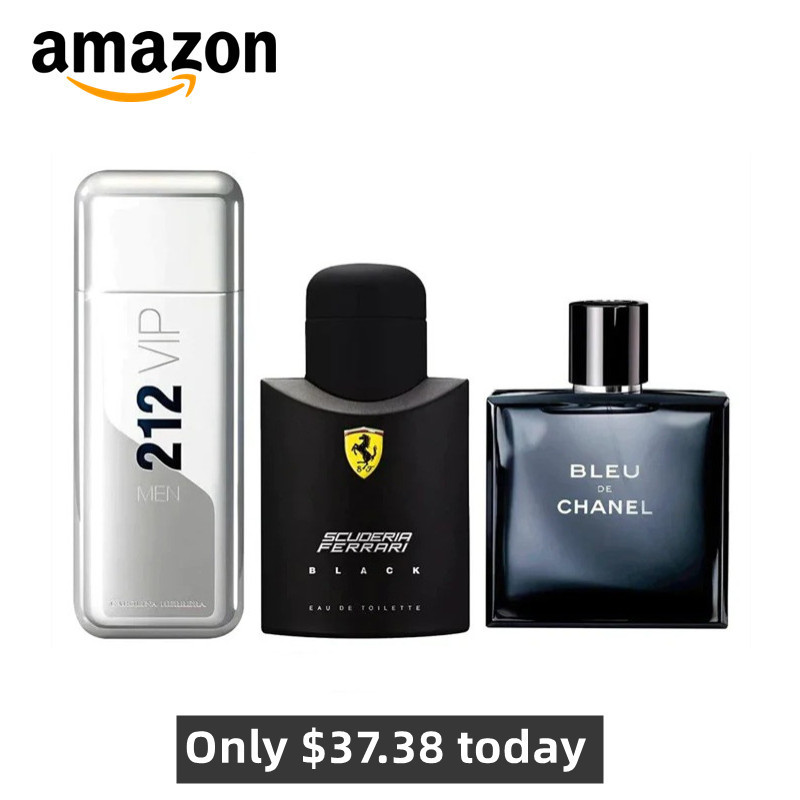 Combo of 3 Men's Perfumes - Ferrari Black, 212 VIP NYC and Chanel Bleu 100ml