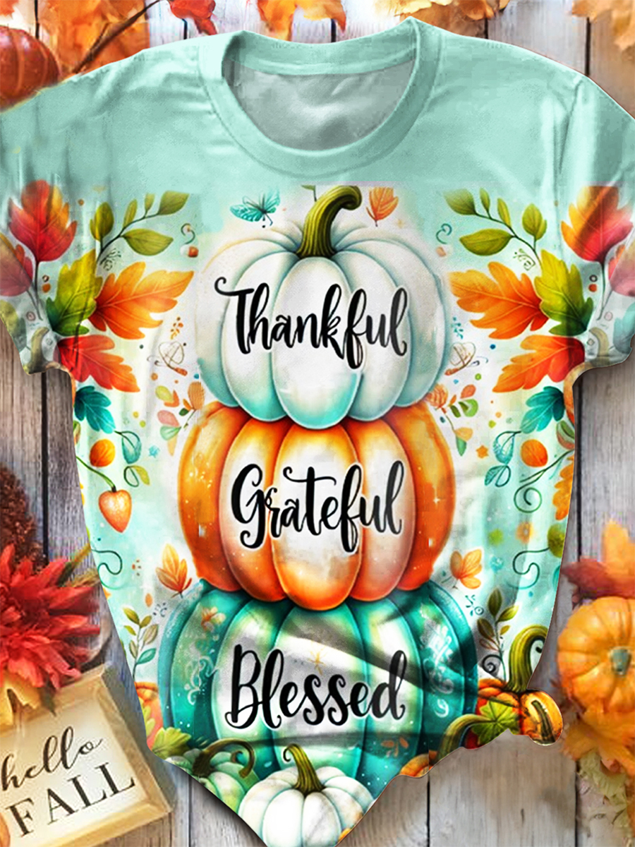 Pumpkin Print Casual Top