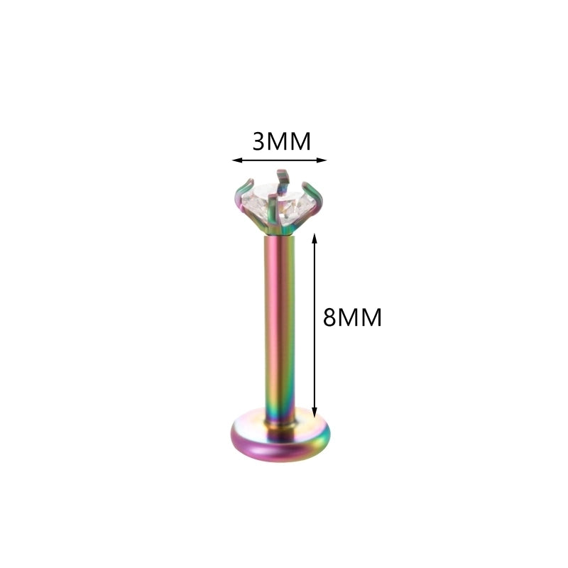 1 Piece Ear Cartilage Rings & Studs Minimalist Round 316L Stainless Steel  Plating Inlay Zircon