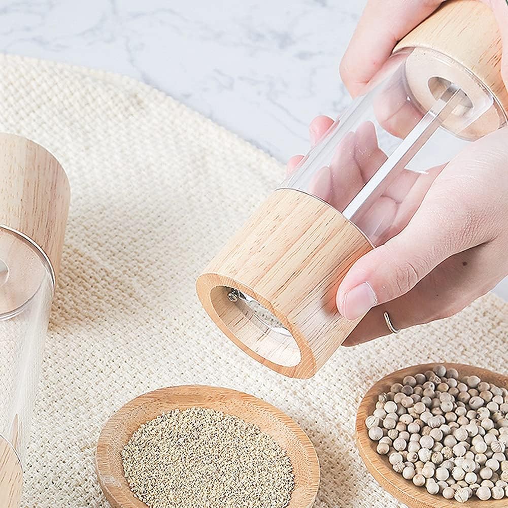 Pepper Grinder Wooden Acrylic Manual Pepper Mills Shakers