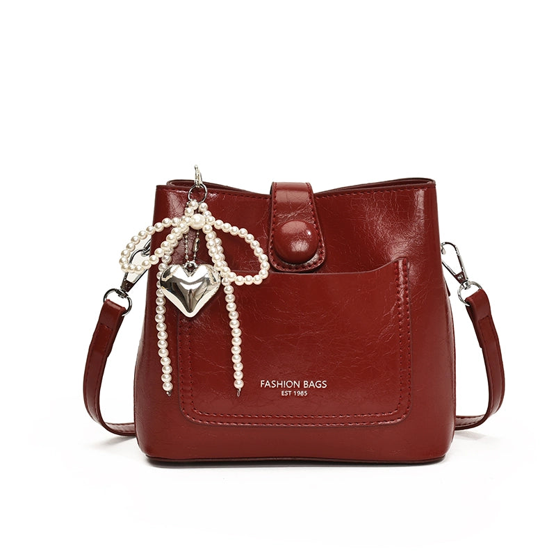 Women's Pu Leather Solid Color Bow Knot Streetwear Square Zipper Shoulder Bag Crossbody Bag