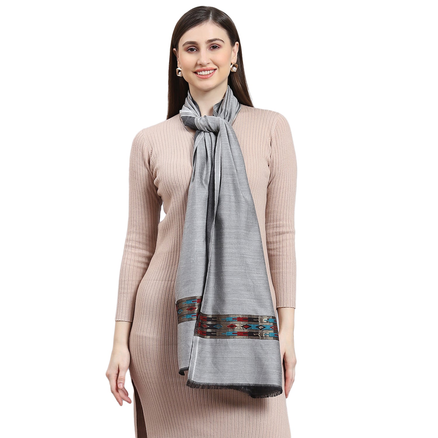 Women Grey Solid Stole