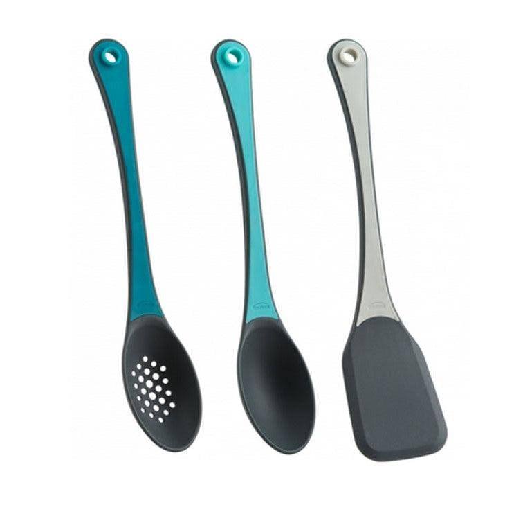 Stackable Cooking Utensils. Set of 3 - Blue Grey