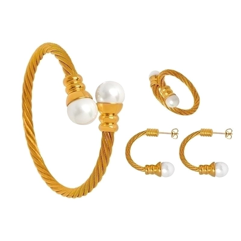 Minimalist Solid Color 304 Stainless Steel 18K Gold Plated Plating Rings Bracelets Earrings