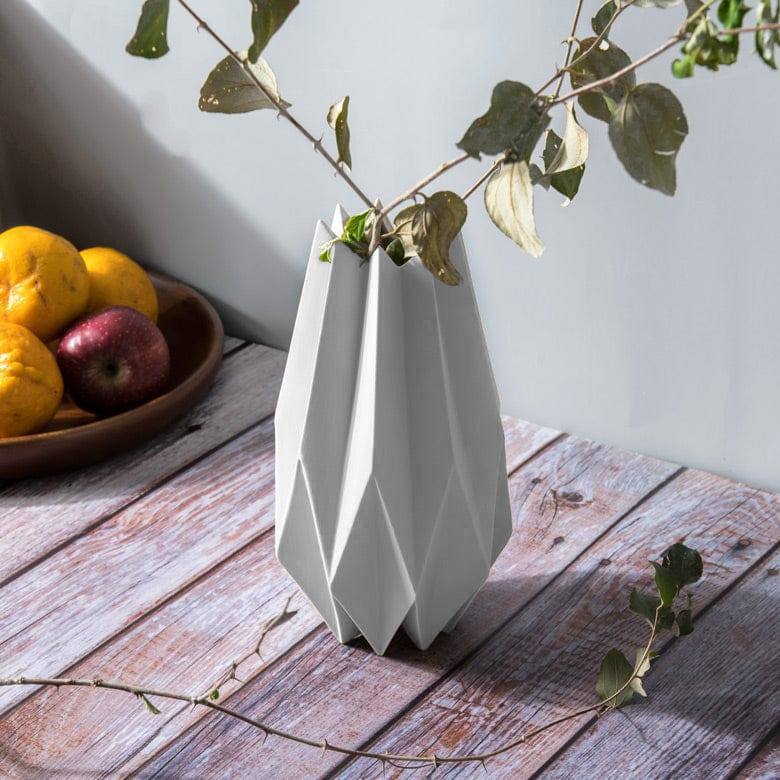 Origami Porcelain Vase Tall - White