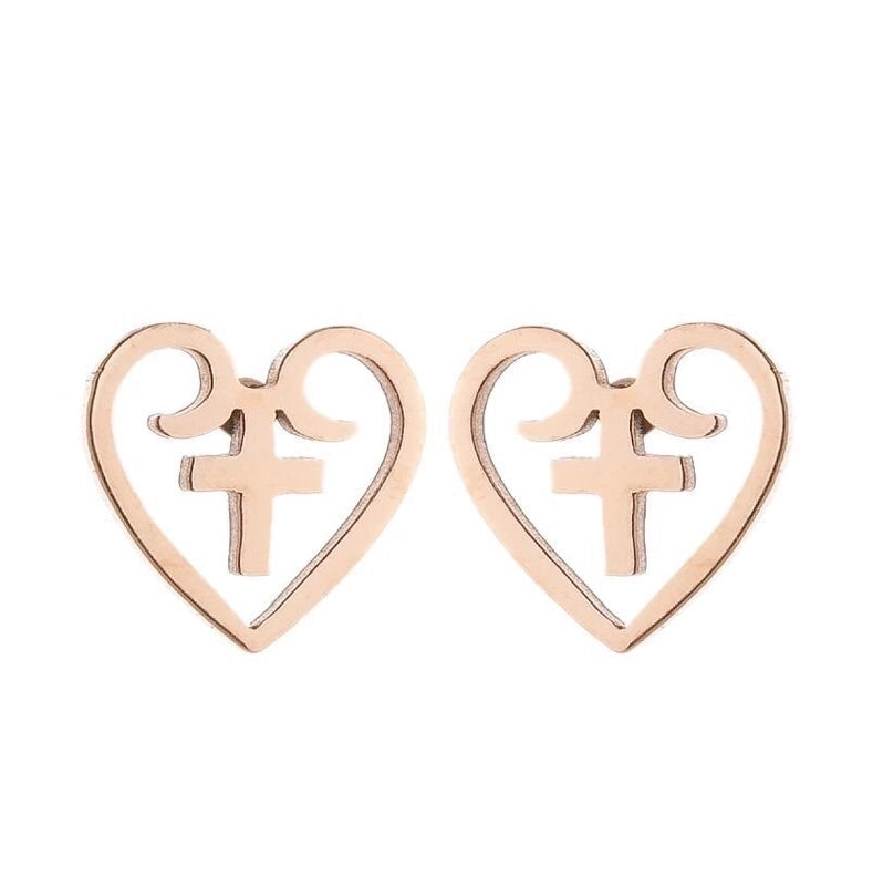 1 Pair Minimalist Heart Shape Plating 304 Stainless Steel 18K Gold Plated Earrings