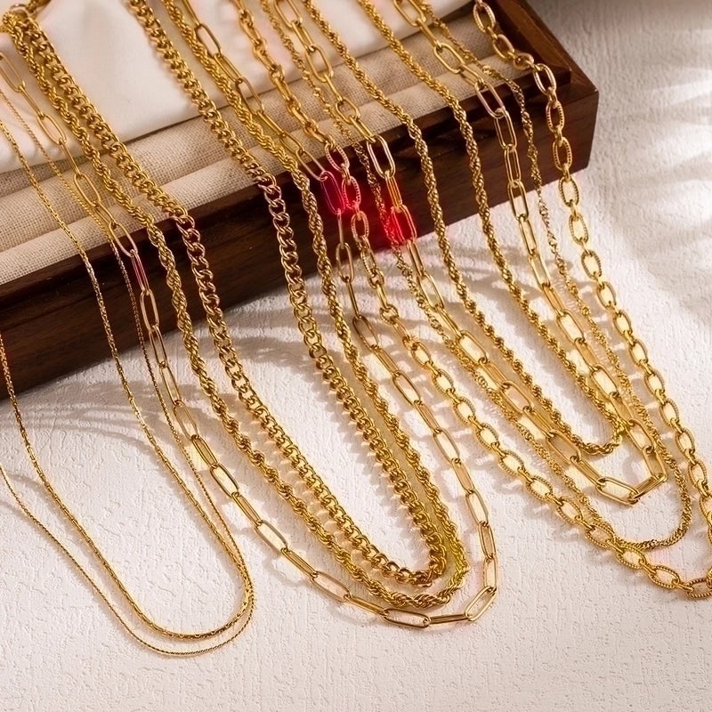 Casual Minimalist Solid Color 304 Stainless Steel 18K Gold Plated Stainless Steel Necklaces