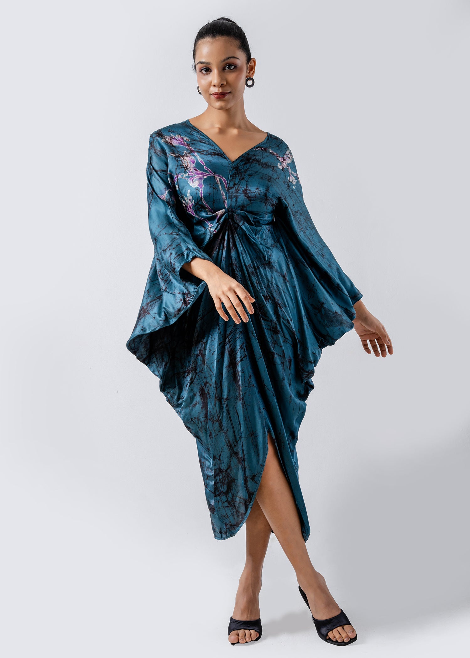 Batik Floral Draped Kaftan