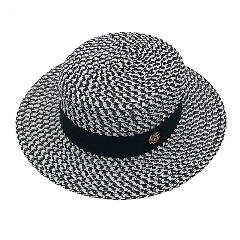 Women's Elegant Checkered Flat Eaves Floppy Hat
