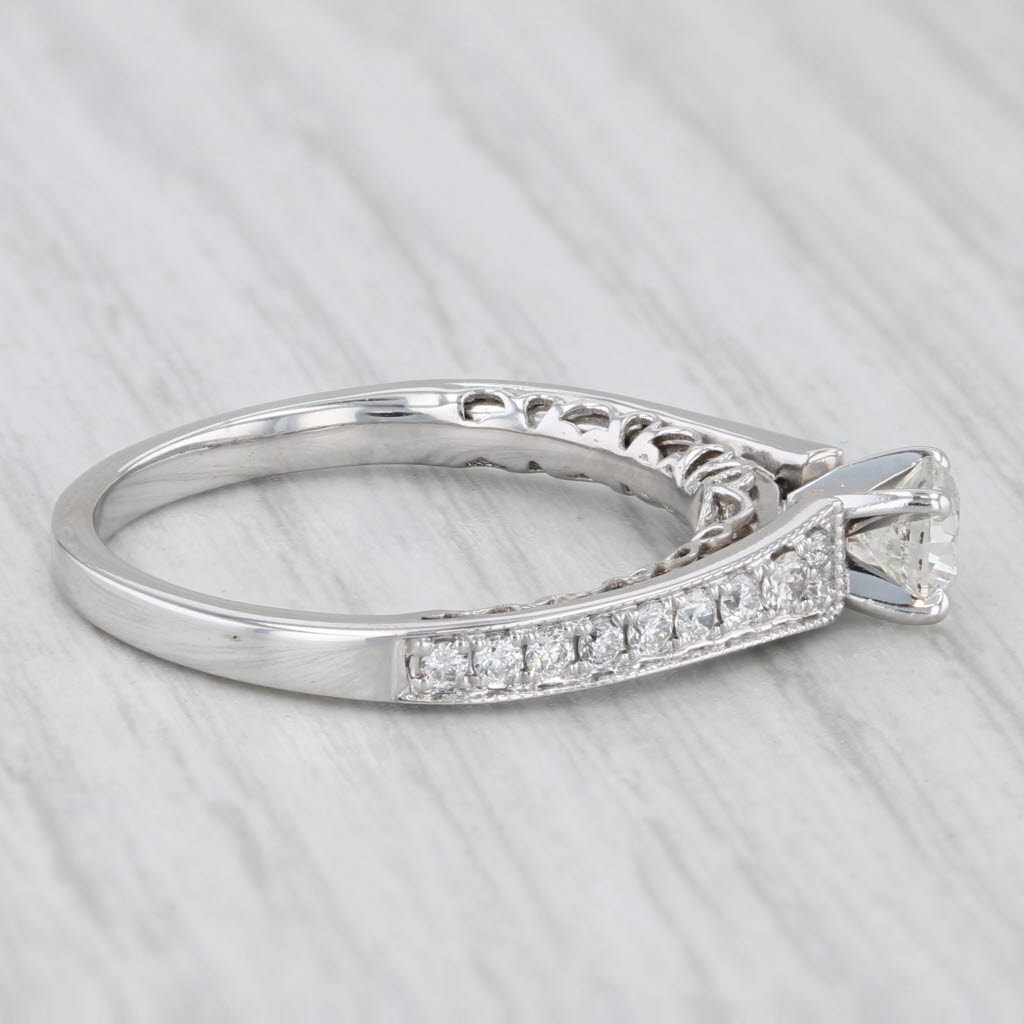 0.75ctw Round Diamond Engagement Ring 14k White Gold Size 7.75 Cathedral Band