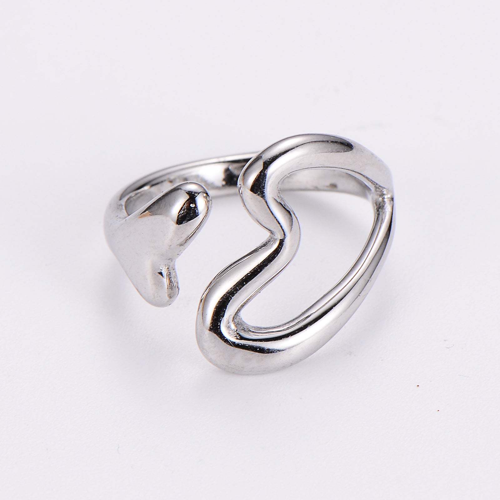 Aml Personality Simple Niche Design Hollow Love Open Ring Female All-Match Ring