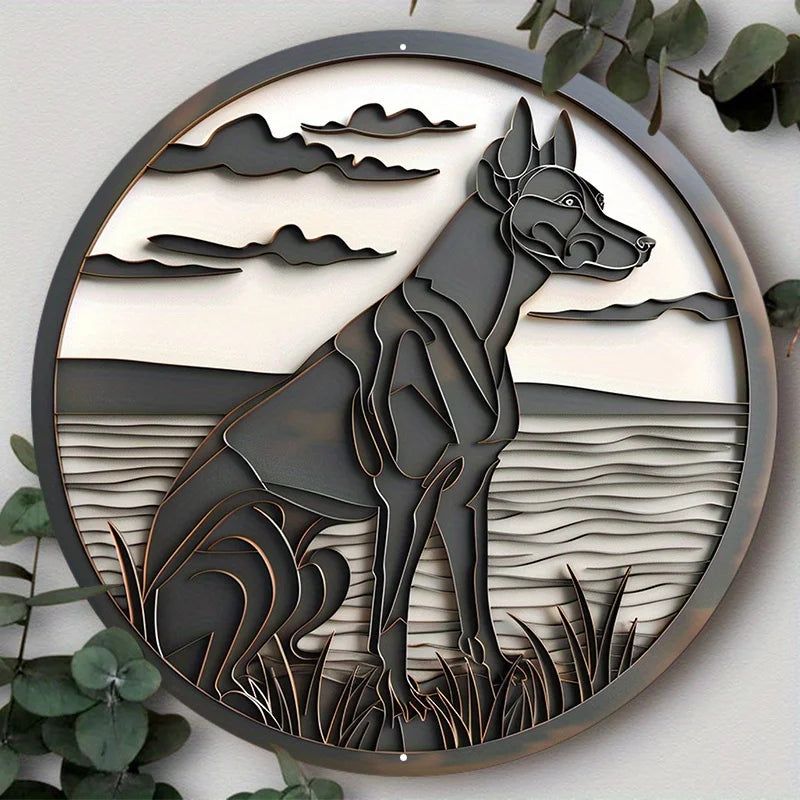 Artistic Dog Mask Round Aluminum Metal Sign for Home and Office Decor. Great Gift for Dog Lovers. Wall Art Home Decor