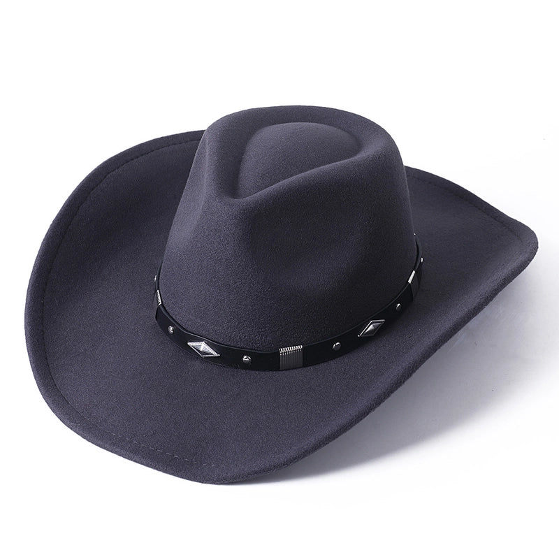 Cowboy Hat Woolen Jazz Gift Hat Men And Women Autumn And Winter Felt Hat Big Brim