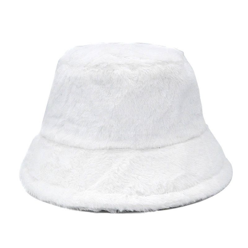 Autumn And Winter Hat Women's New Rabbit Velvet Fisherman Hat Solid Color Candy Color Warm Thick Plush Basin Hat Japanese Fashion