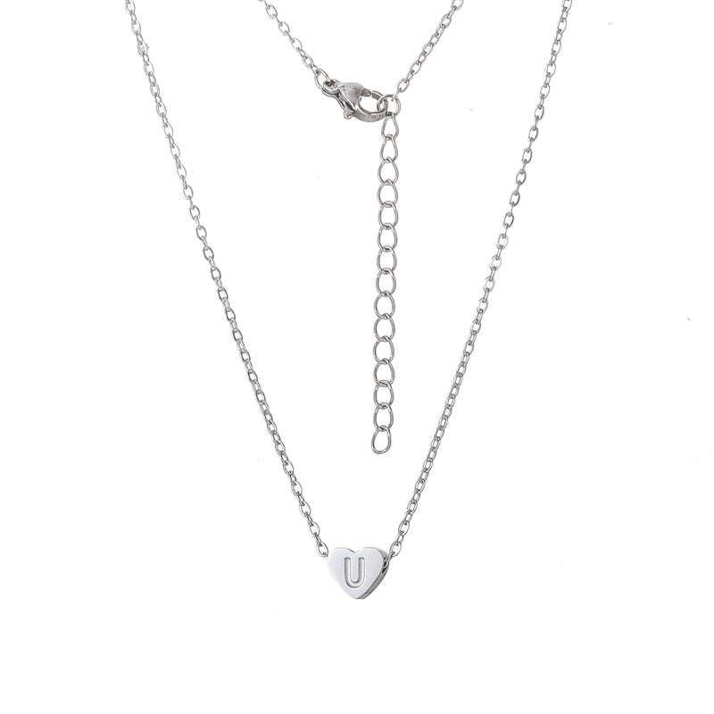 Stainless Steel Titanium Steel 18K Gold Plated Minimalist Letter Heart Shape None Pendant Necklace
