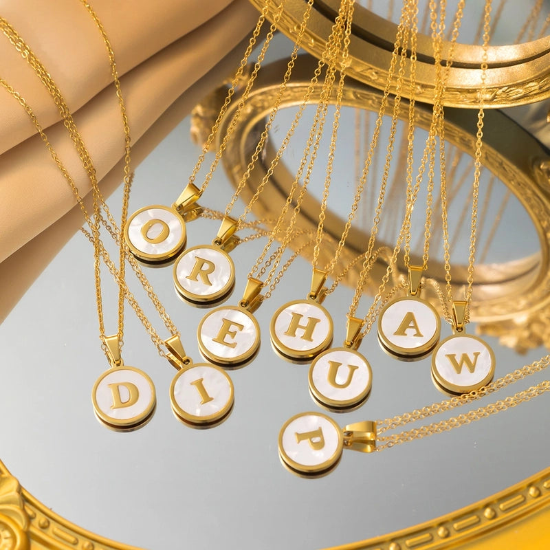 Minimalist Letter Titanium Steel Pendant Necklace