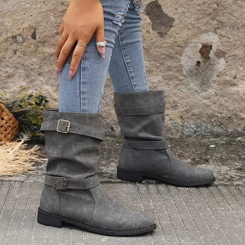 👢Low Heel Boots with Buckle for Women👢 - Walk in Comfort and Style.