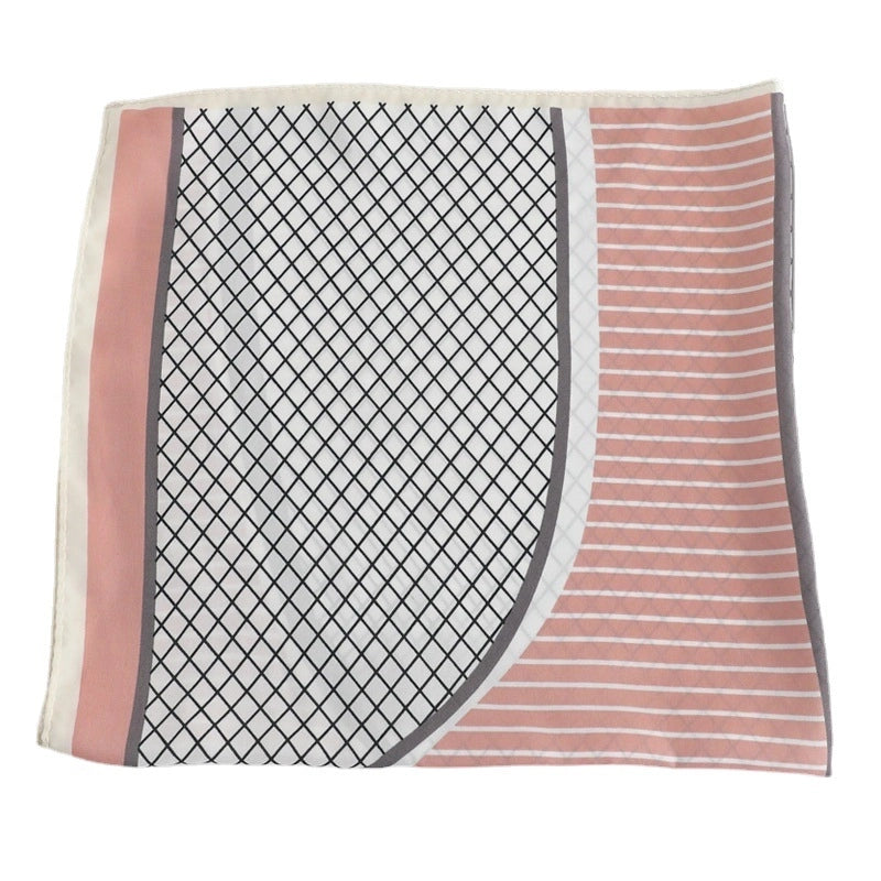Women's Minimalist Plaid Satin Printing Silk Scarf