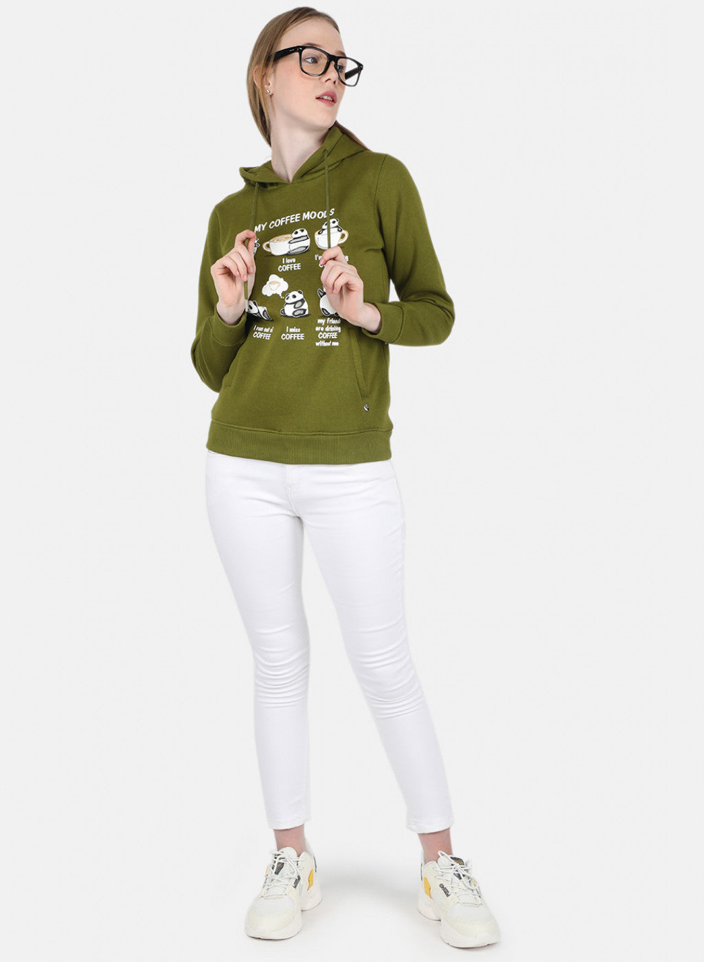 Women Green Printed Sweatshirt