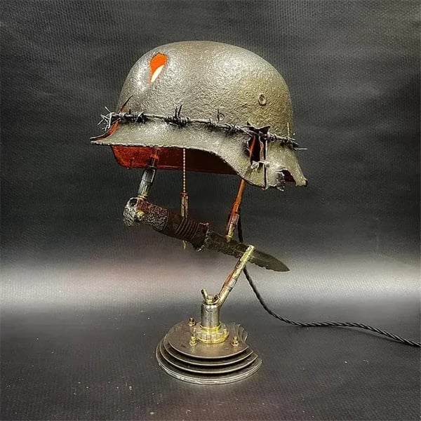 Combat Helmet Light Up Home Decor Table Lamp
