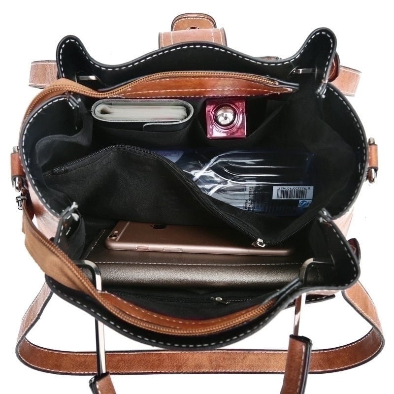 Women's Medium All Seasons Pu Leather Solid Color Vintage Style Square Zipper Handbag