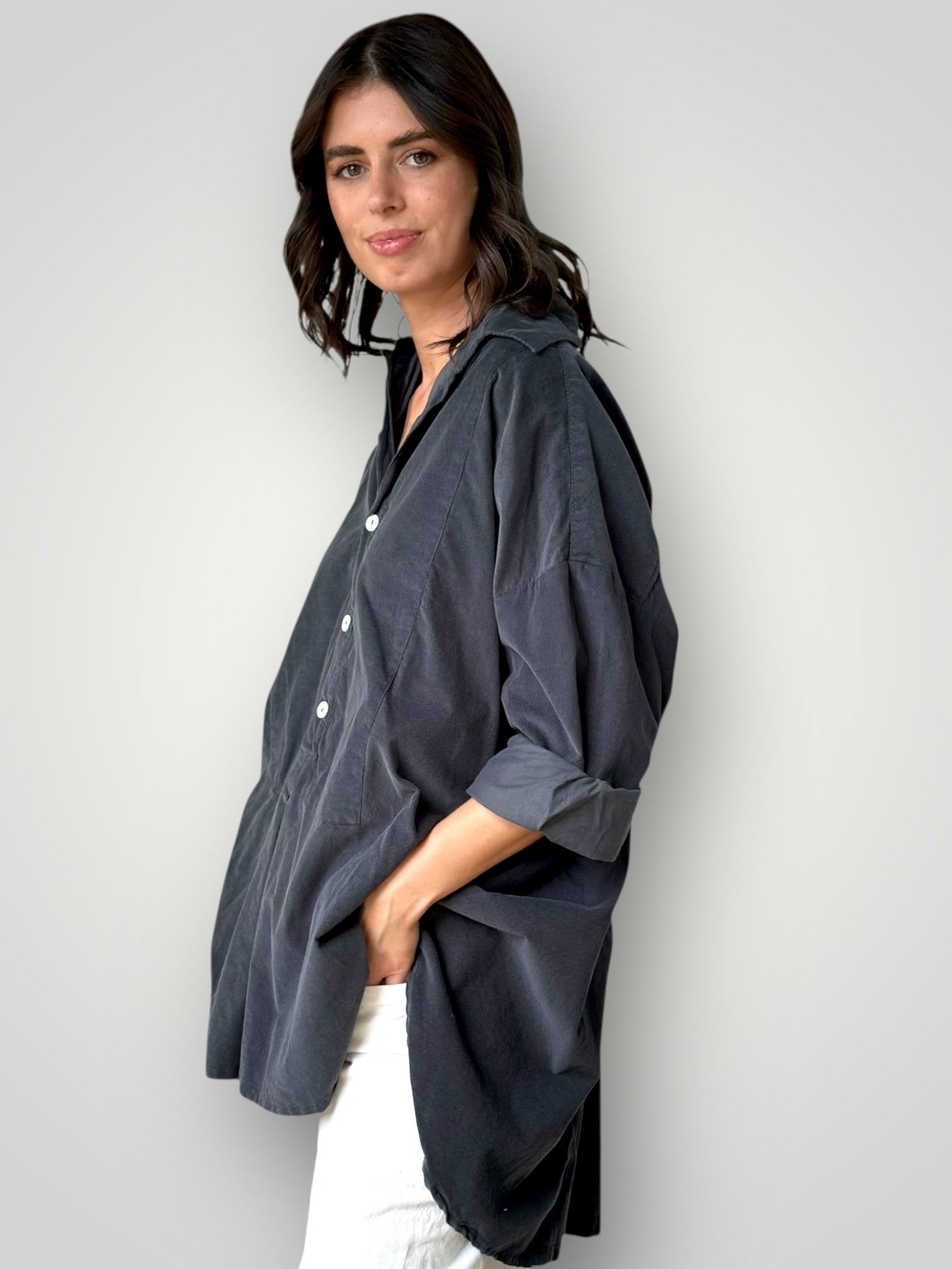 megan shirt - charcoal cord