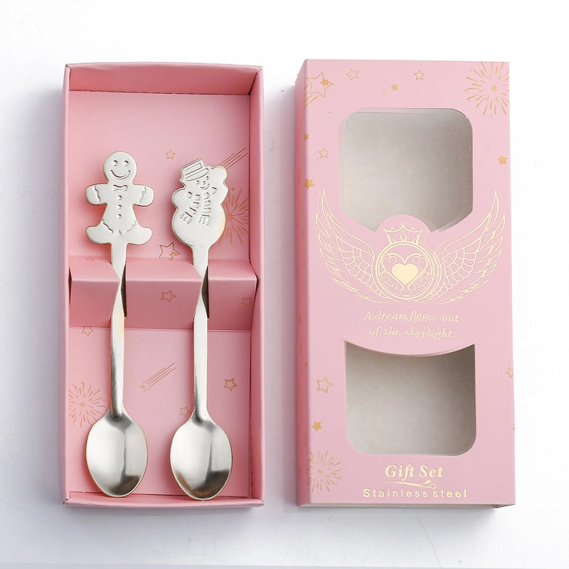Christmas Cute Christmas Socks Gingerbread Snowman 410 Stainless Steel Spoon 1 Piece 1 Set