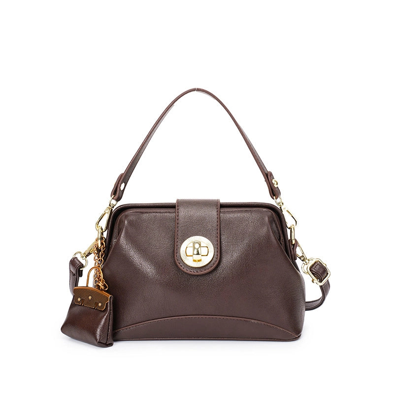 Women's Medium Pu Leather Solid Color Classic Style Streetwear Square Lock Clasp Crossbody Bag