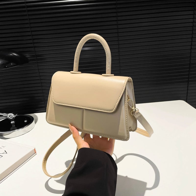Women's Medium Pu Leather Solid Color Basic Classic Style Square Flip Cover Crossbody Bag