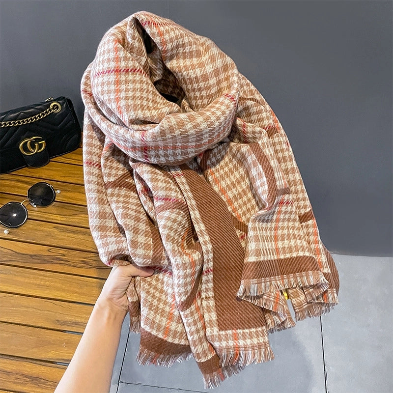 Women's Elegant Lady Plaid Imitation Cashmere Scarf