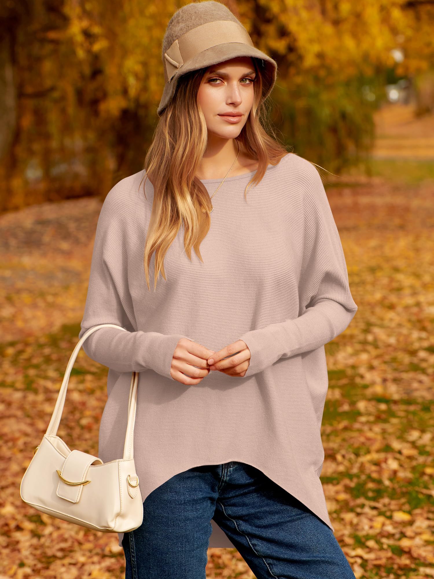 ✨Hot Sale 49% OFF⭐women's Irregular Oversized Dolman Sleeve Knitted Pullover (Free Shipping)