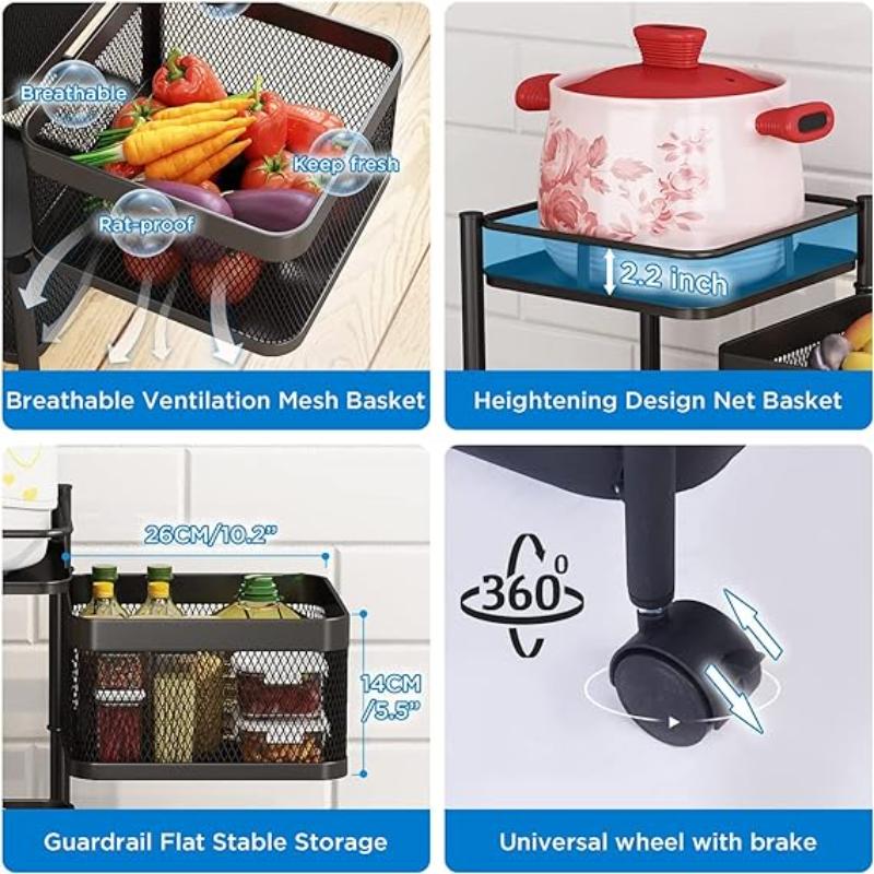 5 Layer Box type Rotating Shelf.  5 Tier Square Storage Rack with Wheels