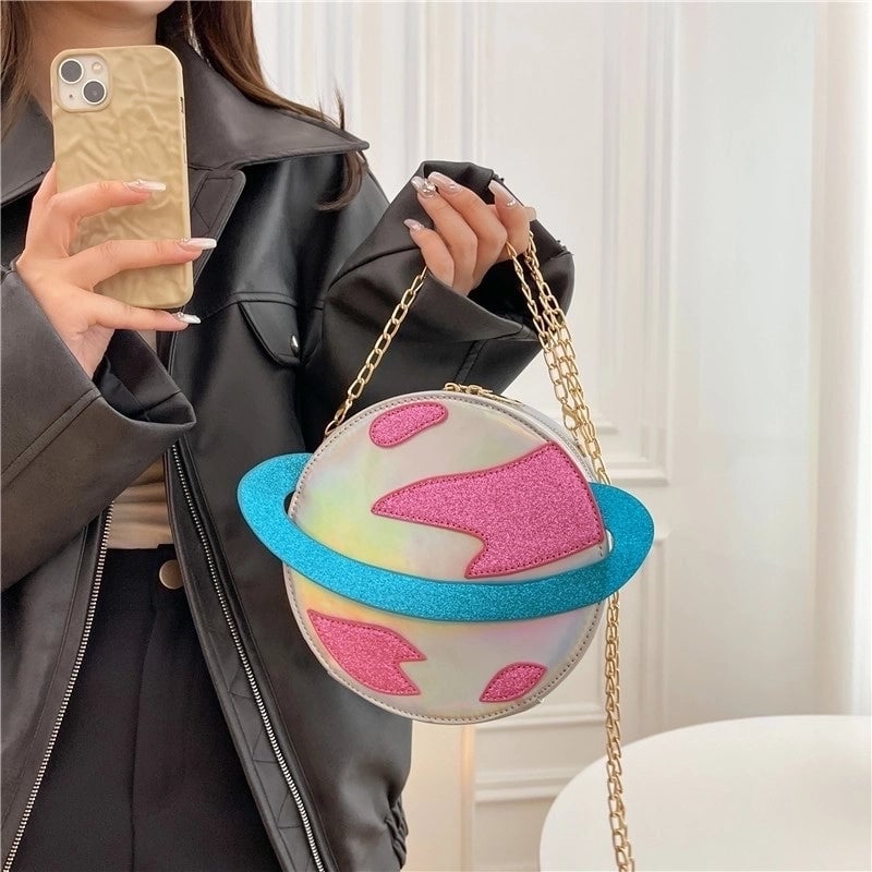 Women's All Seasons Special Material Galaxy Streetwear Round Zipper Circle Bag