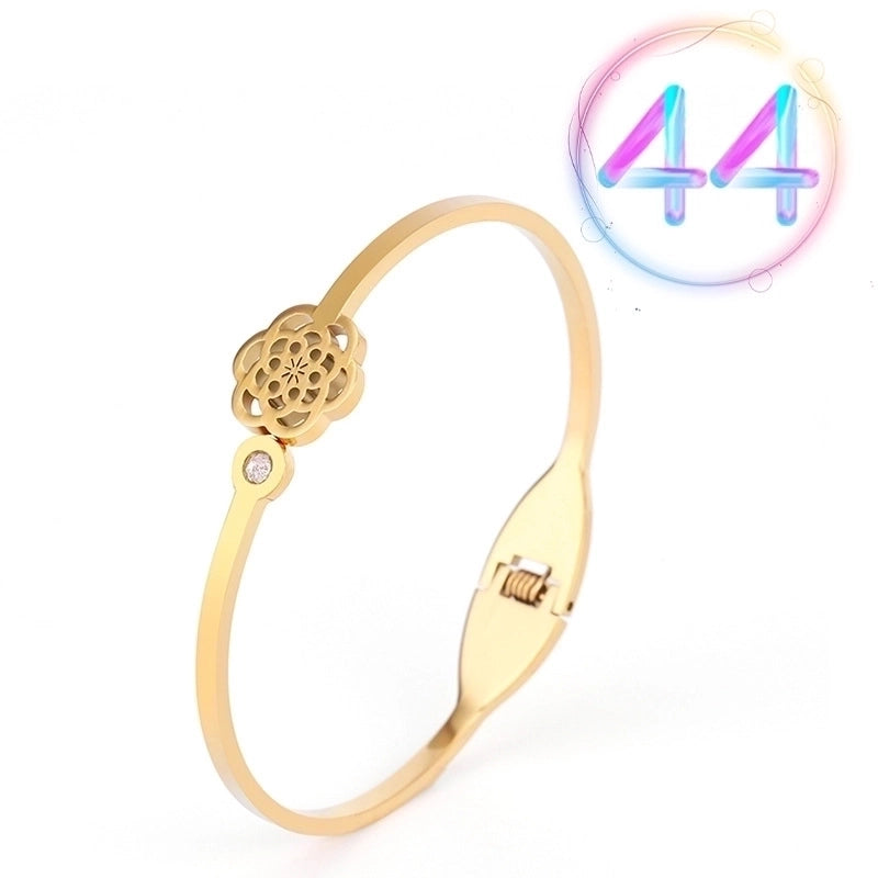 2 Pieces Fashion Geometric Stainless Steel Plating Zircon Bangle