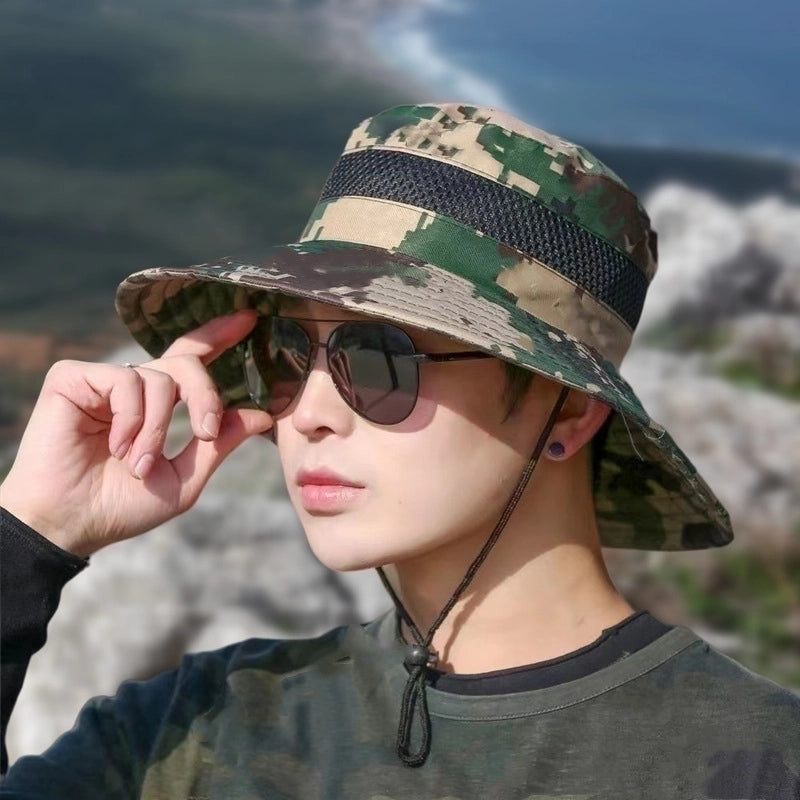 Men's Retro Minimalist Camouflage Wide Eaves Sun Hat