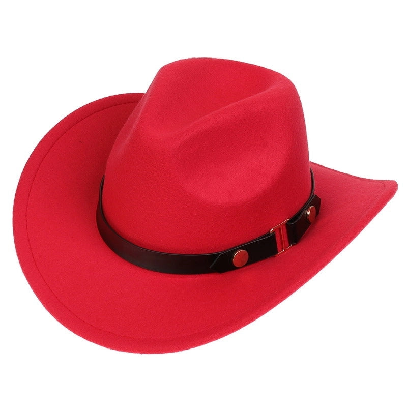 Tibetan Western Denim Top Hat Spring And Autumn New Jazz Hat Big Brim Five-pointed Star Belt Accessories Felt Hat For Men And Women